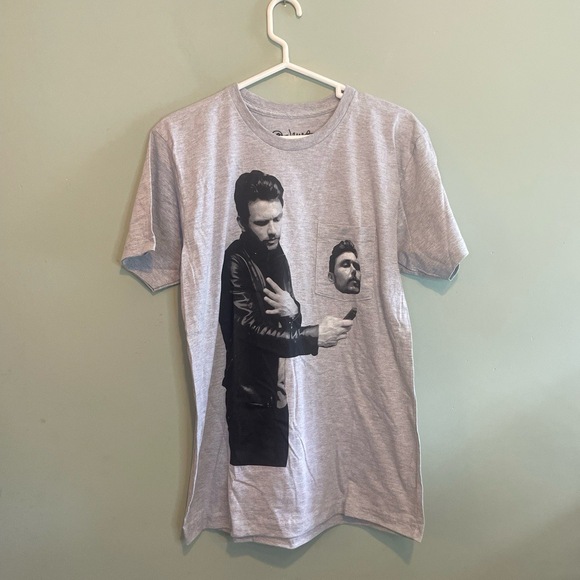 James Franco Women Short Sleeves Official Pocket Selfie Fan T-Shirt Grey Large - Picture 1 of 5